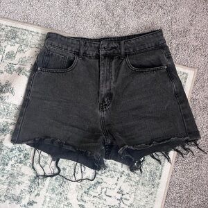 SHEIN Charcoal Jean Shorts with Frayed Hem